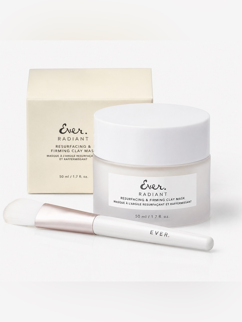 Ever Radiant Resurfacing & Firming Clay Mask 1.7 oz + Brush NIB